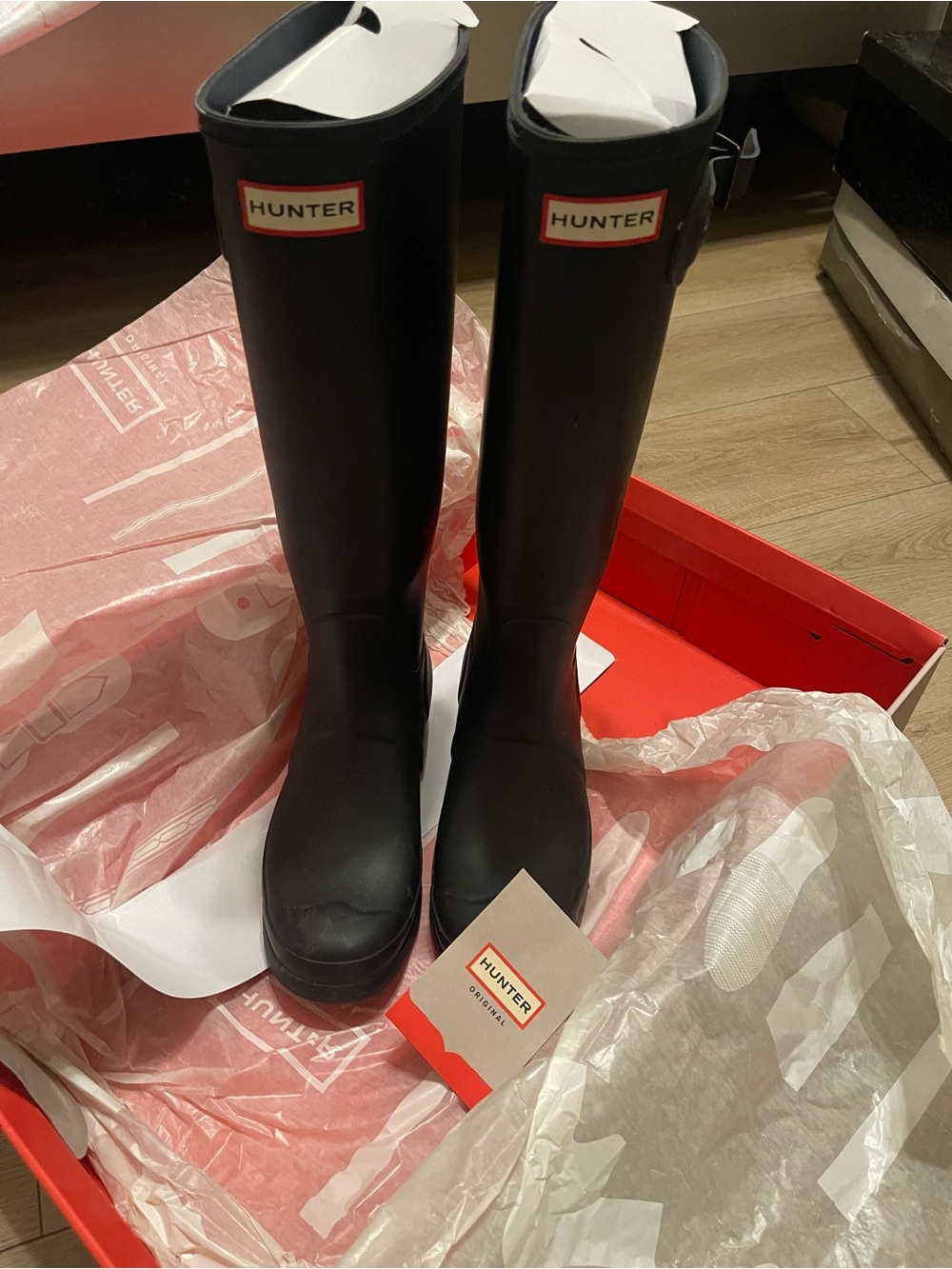 Hunter Black Tall Rubber Rain Boots - Women's